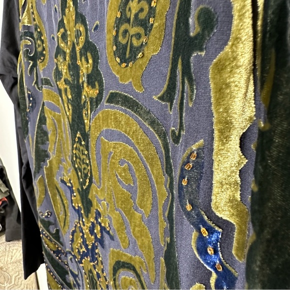HALE BOB Velvet Burnout Long Sleeve  Silk Dress With Beads Size M - Picture 15 of 15